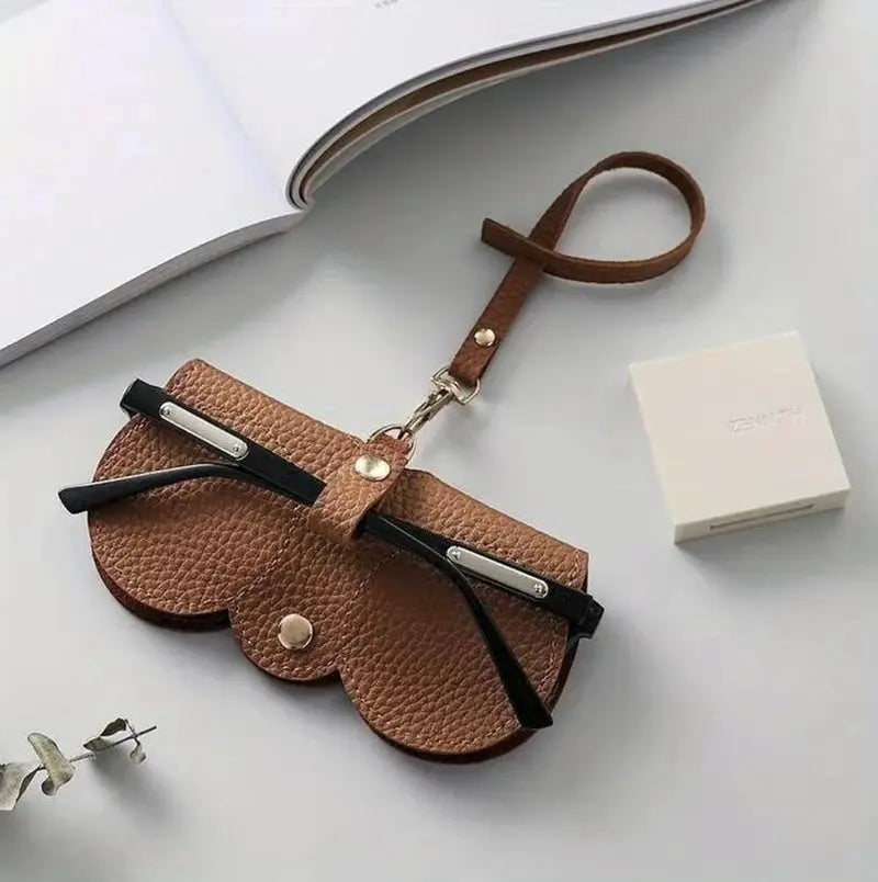 1/2Pcs Cute Litchi Embossed PU Leather Glasses Storage Bag-Portable, Travel-Friendly, and Protective Hanging Eyewear Case for Men'S Reading Glasses with Stylish Design and Soft Interior
