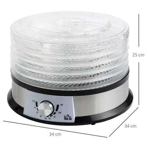 5 Tier Food Dehydrator 250W Stainless Steel Food Dryer Machine Silver - My Store