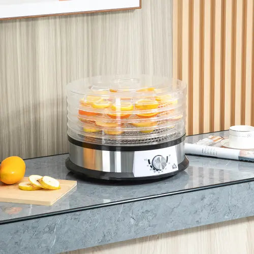 5 Tier Food Dehydrator 250W Stainless Steel Food Dryer Machine Silver - My Store