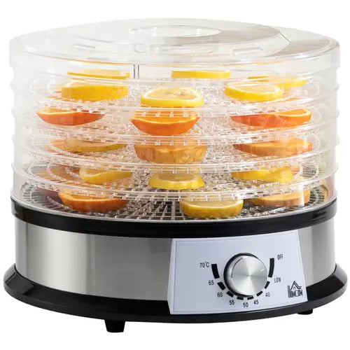 5 Tier Food Dehydrator 250W Stainless Steel Food Dryer Machine Silver - My Store
