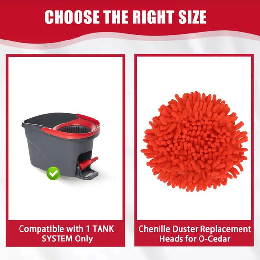 Chenille Duster Replacement Heads for O-Cedar 2025 Unique Design Heads Turn Mop into Long-Handle Duster Dry Cleaning Trap Pickup Dust Machine Washable