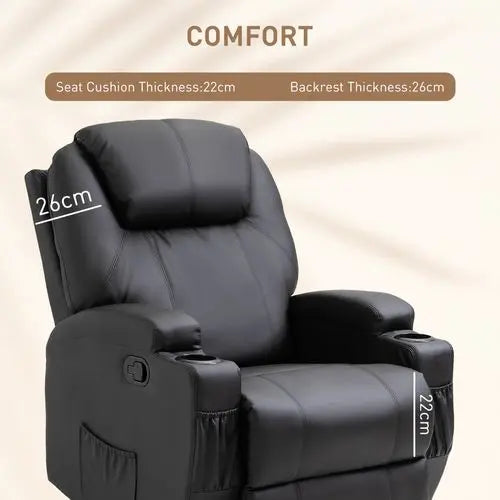 Faux Leather Electric 8-Point Vibration Massage Recliner Sofa Chair with Remote - My Store