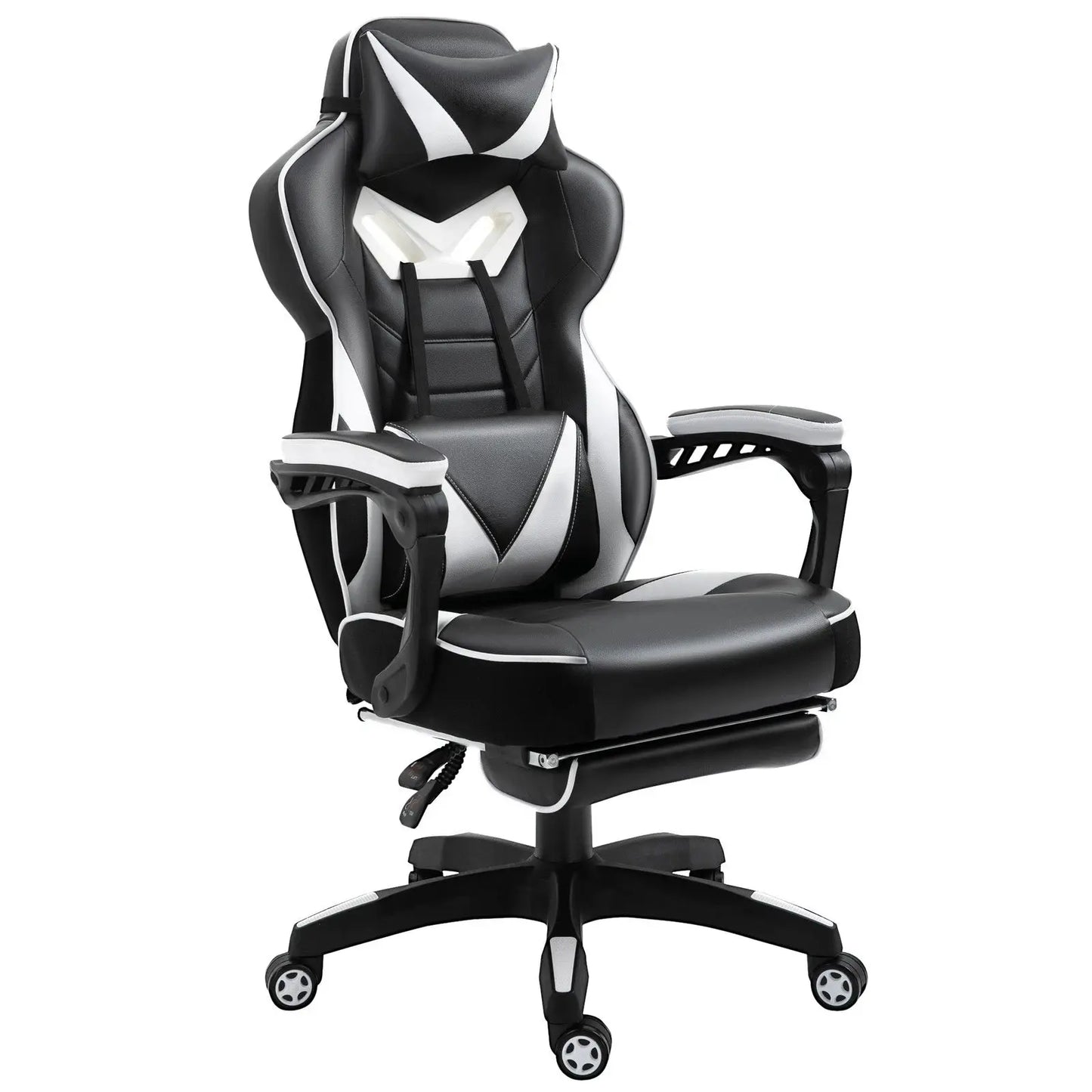 Gaming Chair Ergonomic Reclining w/ Manual Footrest Wheels Stylish Office Pink - My Store