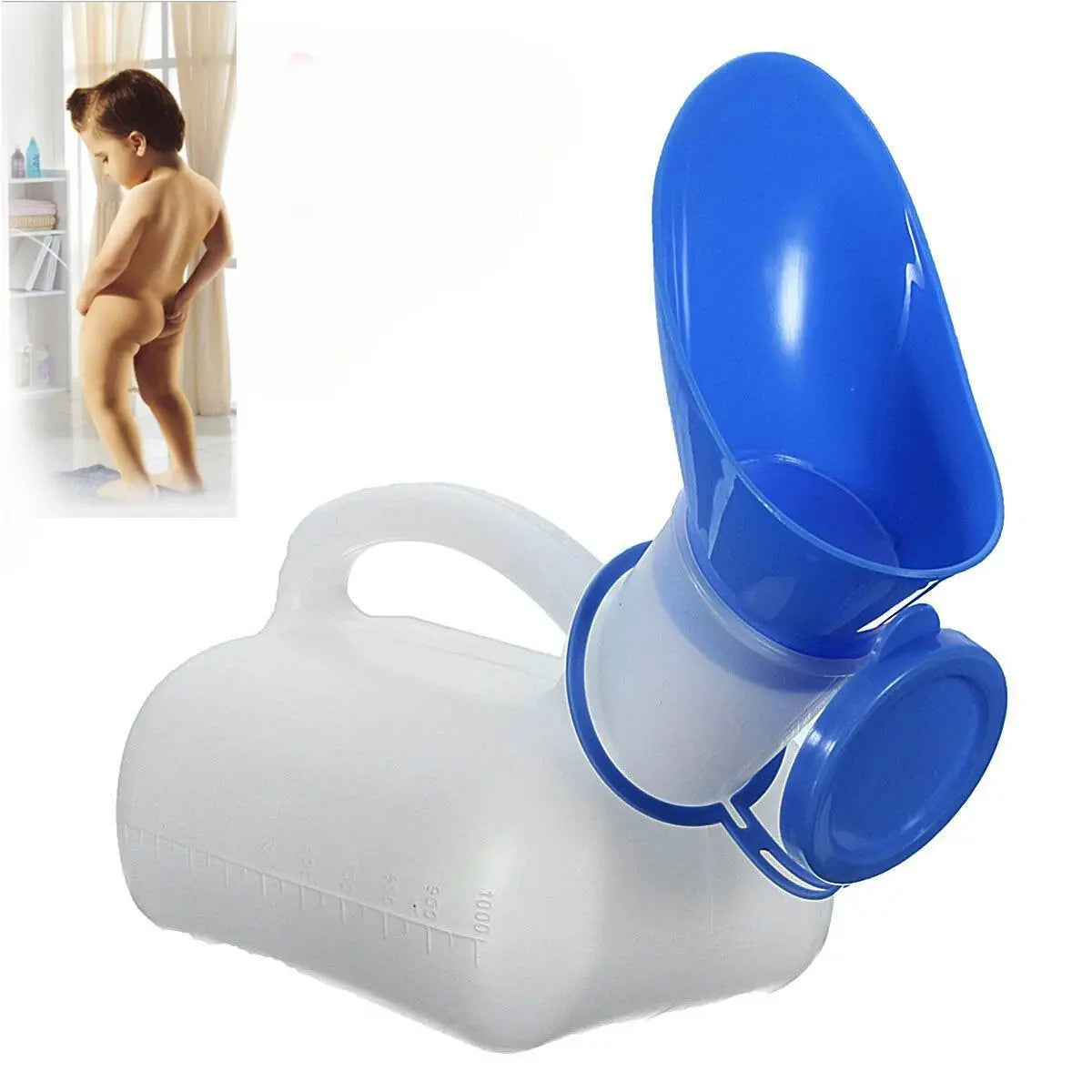 Ipree™ 1000Ml Female Male Portable Mobile Urinal Mini Plastic Toilet with Cover Travel Camping - My Store