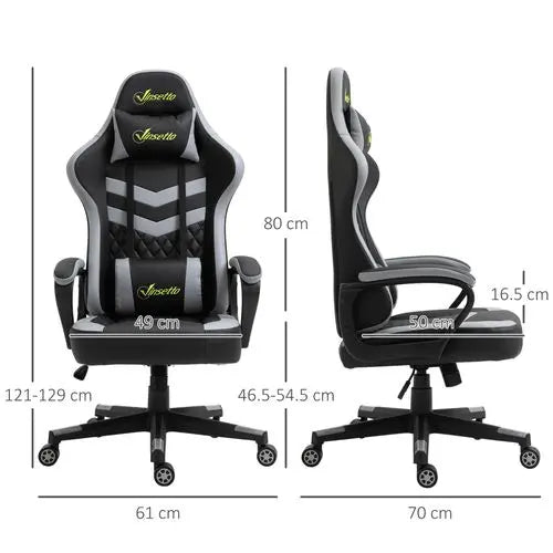 Racing Gaming Chair w/ Lumbar Support, Headrest, Gamer Office Chair, Black White - My Store