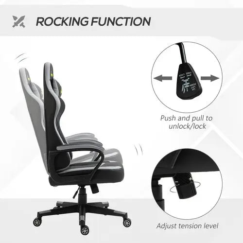 Racing Gaming Chair w/ Lumbar Support, Headrest, Gamer Office Chair, Black White - My Store