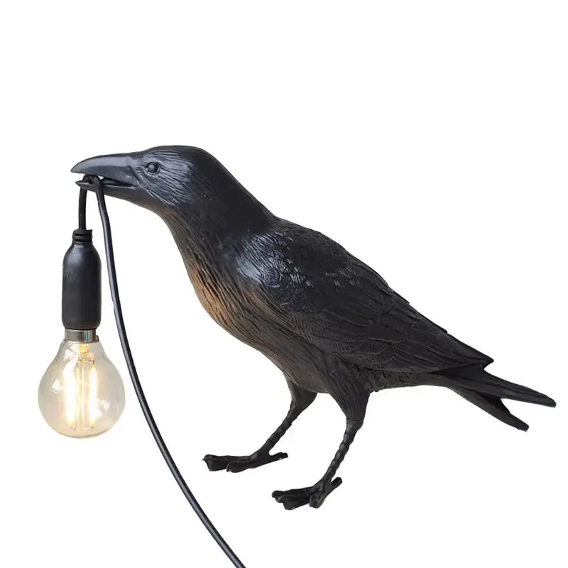 Resin Lucky Bird Crow Wall Lamp Table Lamp Night Light Bedroom Bedside Living Room Wall Lamp Home Decoration(Free Bulb)