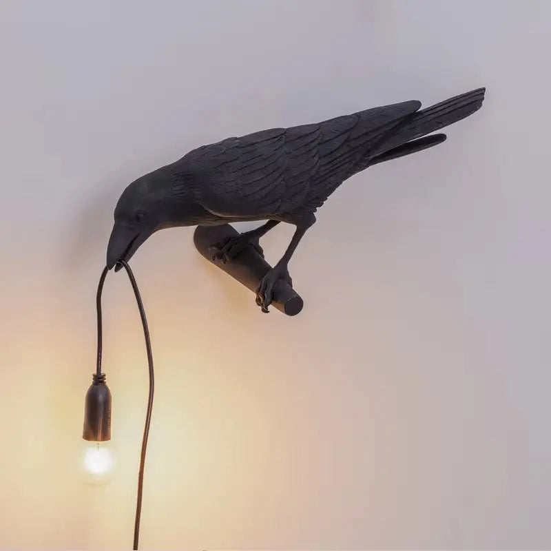 Resin Lucky Bird Crow Wall Lamp Table Lamp Night Light Bedroom Bedside Living Room Wall Lamp Home Decoration(Free Bulb)