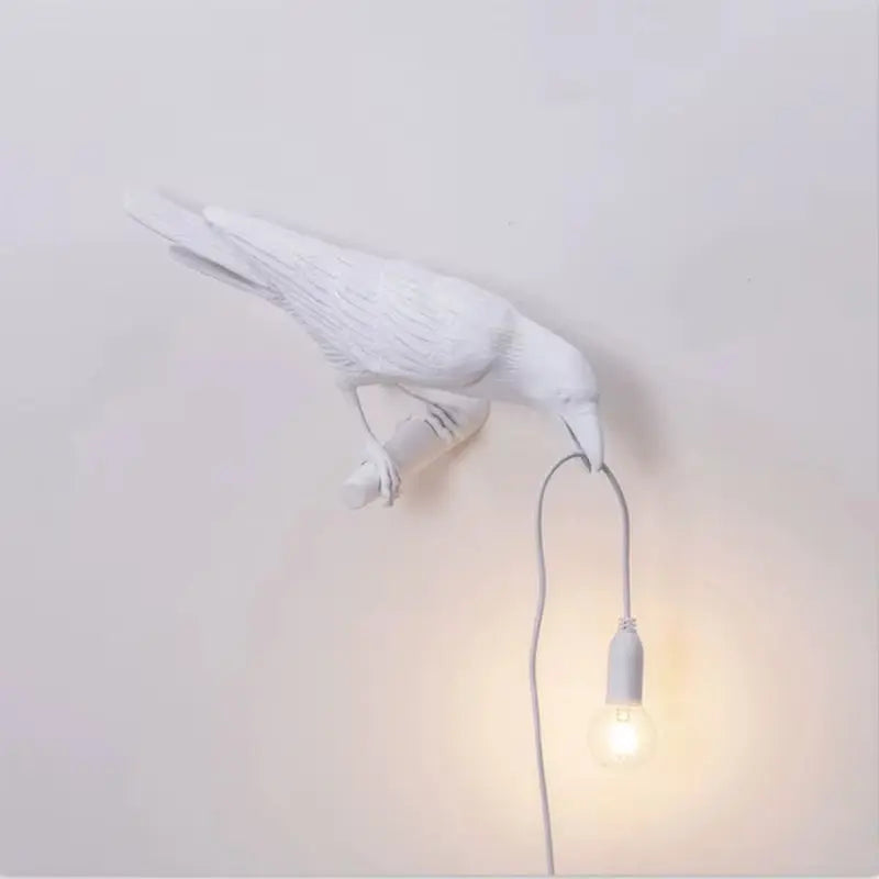 Resin Lucky Bird Crow Wall Lamp Table Lamp Night Light Bedroom Bedside Living Room Wall Lamp Home Decoration(Free Bulb)