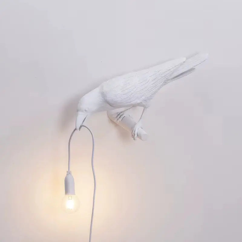 Resin Lucky Bird Crow Wall Lamp Table Lamp Night Light Bedroom Bedside Living Room Wall Lamp Home Decoration(Free Bulb)