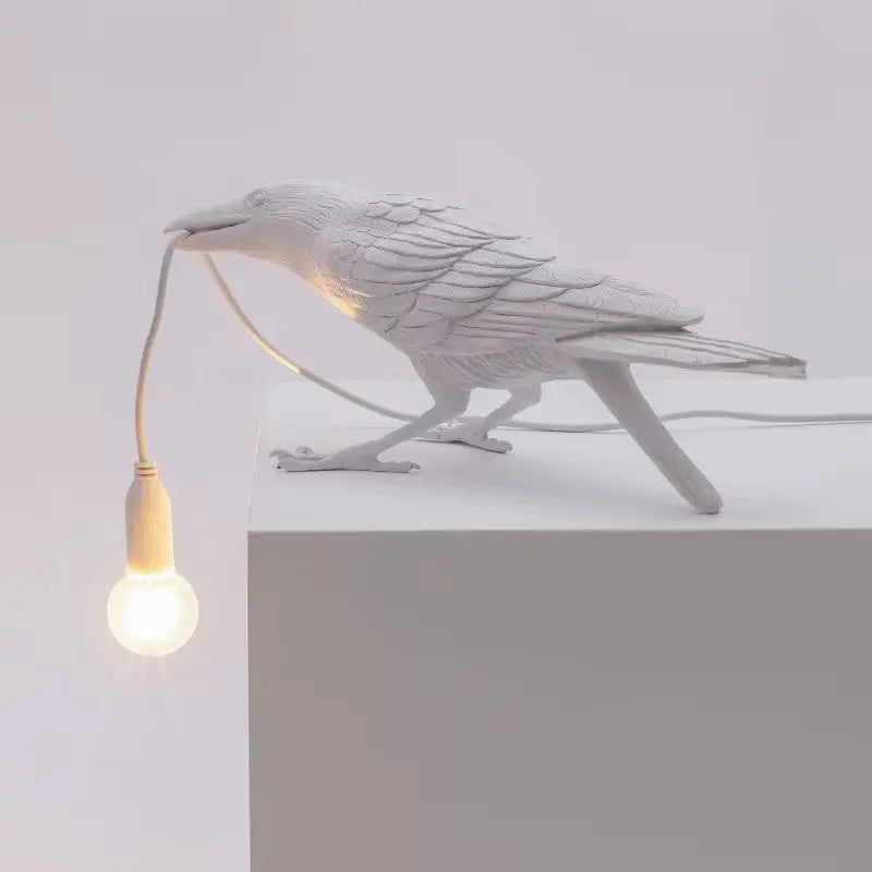 Resin Lucky Bird Crow Wall Lamp Table Lamp Night Light Bedroom Bedside Living Room Wall Lamp Home Decoration(Free Bulb)