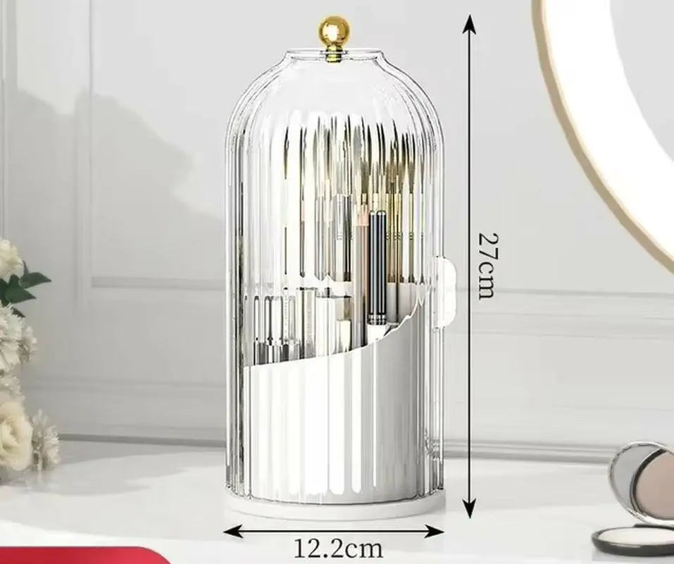 Soporte Giratorio De 360 ° Con Tapa Para Brochas De Maquillaje, Caja De Almacenamiento Para Lápiz Labial, Cejas, Sombra De Ojos,