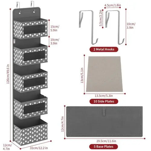 VINSANI 5TIER DGREY HANGING ORGANISER 1010283 - My Store