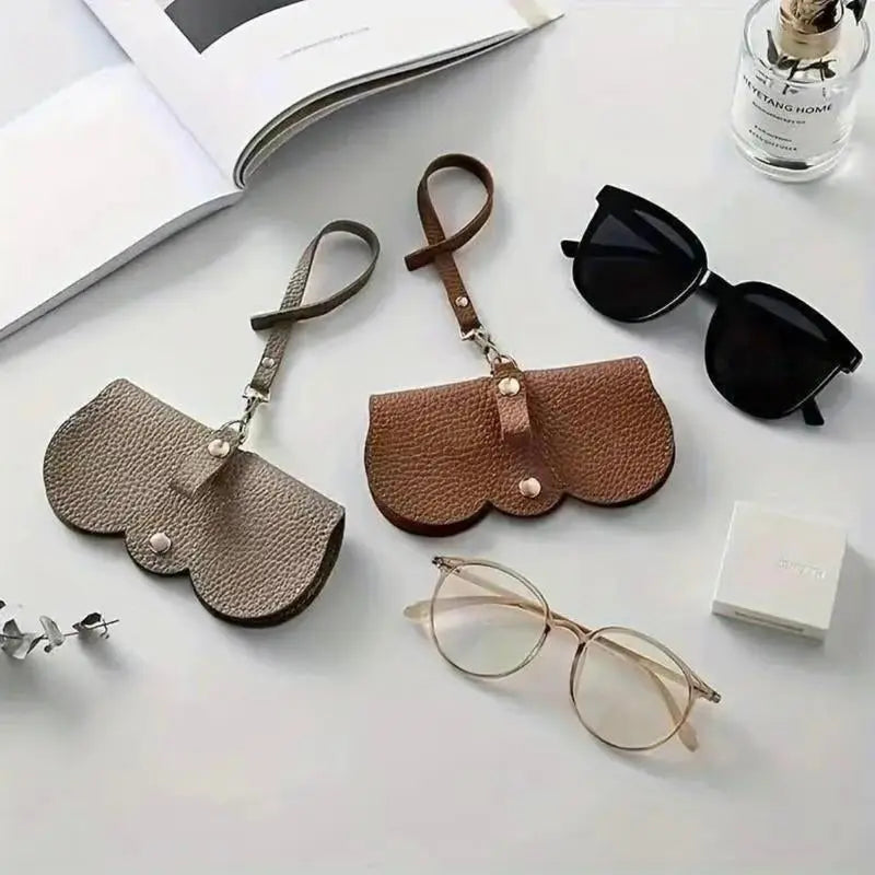 1/2Pcs Cute Litchi Embossed PU Leather Glasses Storage Bag-Portable, Travel-Friendly, and Protective Hanging Eyewear Case for Men'S Reading Glasses with Stylish Design and Soft Interior
