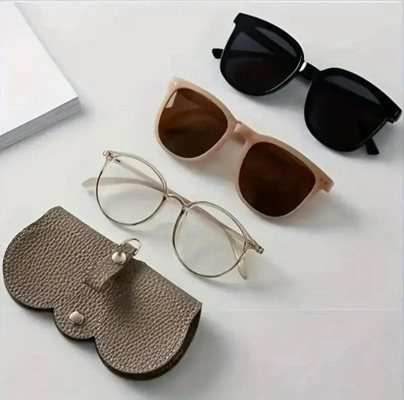 1/2Pcs Cute Litchi Embossed PU Leather Glasses Storage Bag-Portable, Travel-Friendly, and Protective Hanging Eyewear Case for Men'S Reading Glasses with Stylish Design and Soft Interior
