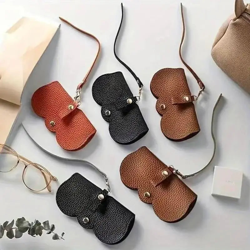 1/2Pcs Cute Litchi Embossed PU Leather Glasses Storage Bag-Portable, Travel-Friendly, and Protective Hanging Eyewear Case for Men'S Reading Glasses with Stylish Design and Soft Interior