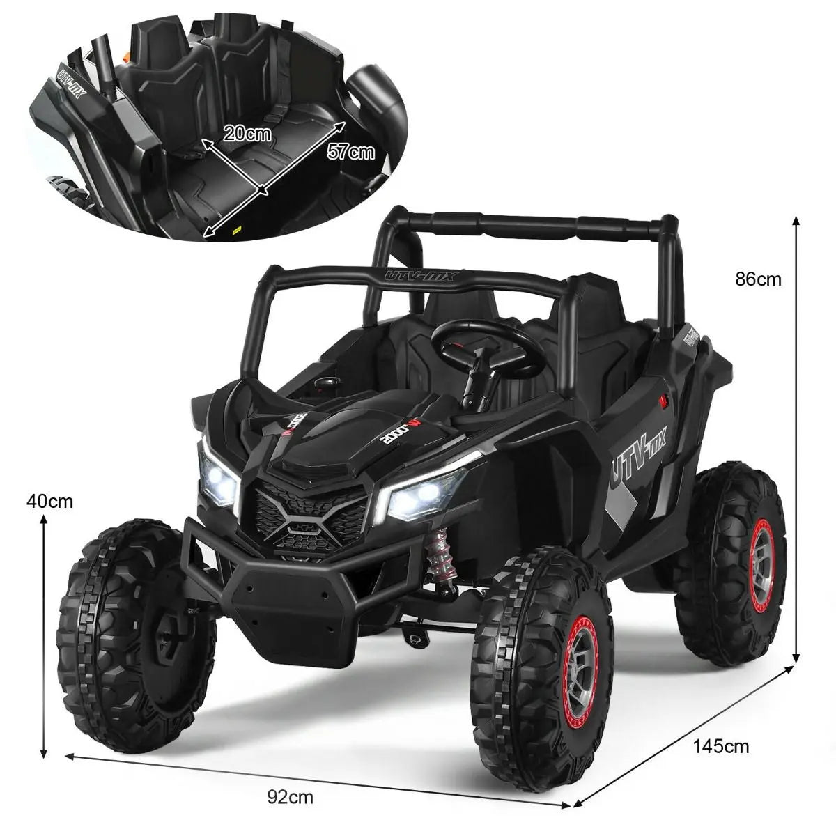 12V Electric Car with Music Remote Control and 2 Seats for Kids
