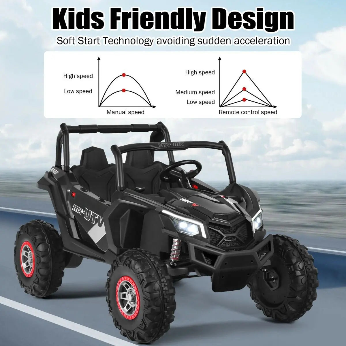 12V Electric Car with Music Remote Control and 2 Seats for Kids