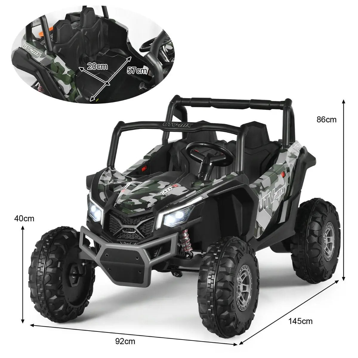 12V Electric Car with Music Remote Control and 2 Seats for Kids