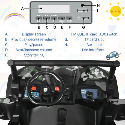 12V Electric Car with Music Remote Control and 2 Seats for Kids