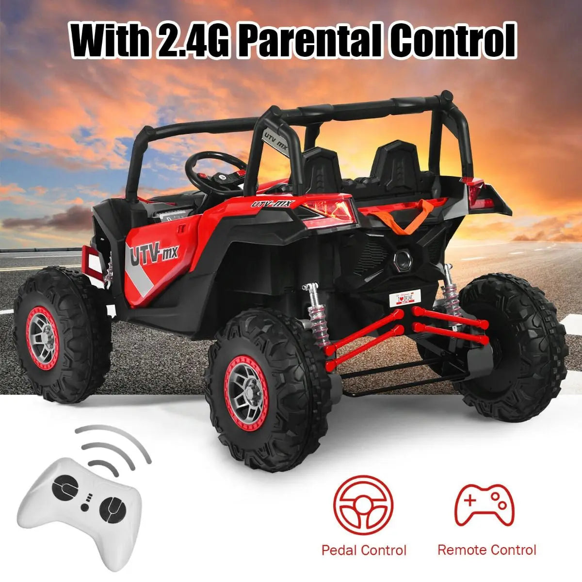 12V Electric Car with Music Remote Control and 2 Seats for Kids