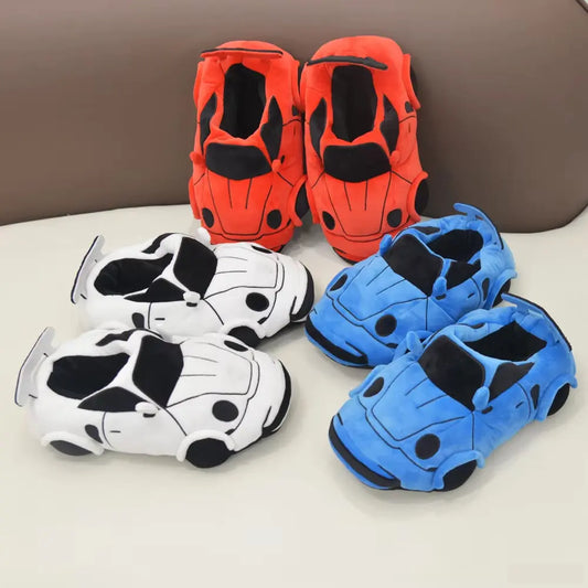 14 Colors Car Plush Slippers Fun Vehicle Shape Stuffed Shoes Women Men Christmas Indoor House Slippers
