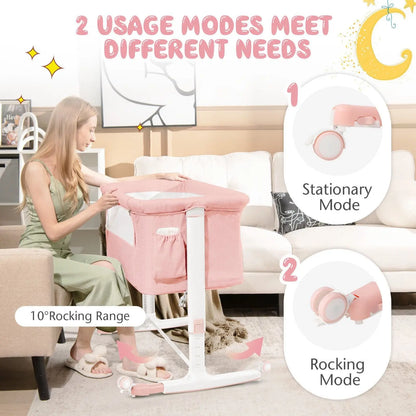 3-In-1 Adjustable Baby Bedside Bassinet with Mattress