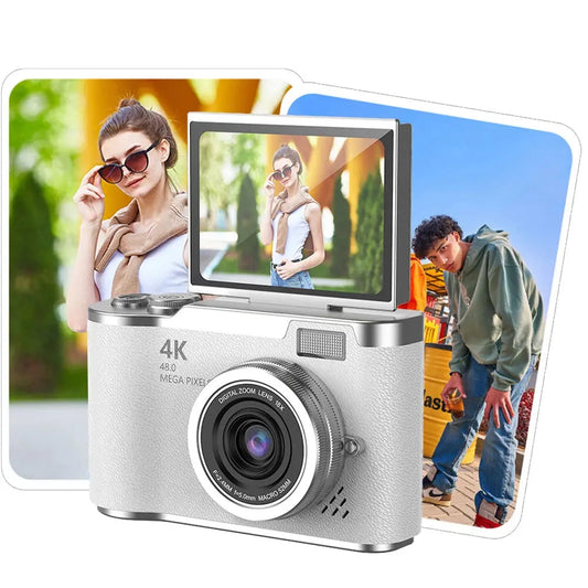 4K CCD 8X Digital Zoom Digital Camera for Student 48MP Compact Digital Photography Camera 180°Flip Screen Selfile Camera - My Store
