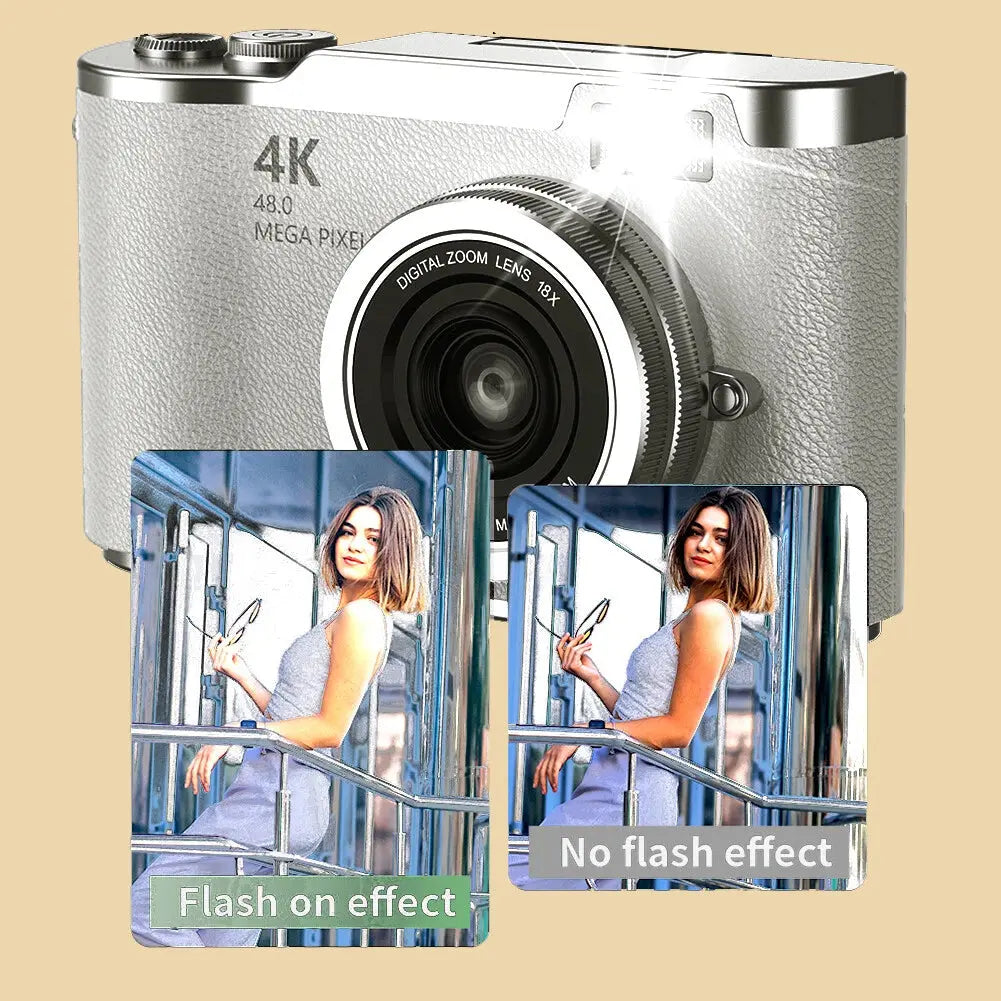 4K CCD 8X Digital Zoom Digital Camera for Student 48MP Compact Digital Photography Camera 180°Flip Screen Selfile Camera - My Store