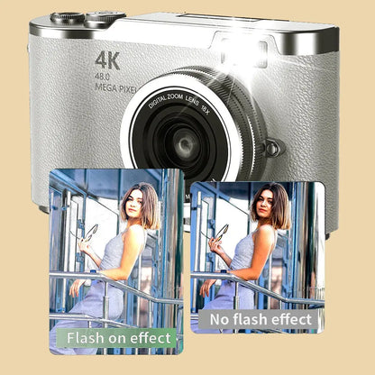 4K CCD 8X Digital Zoom Digital Camera for Student 48MP Compact Digital Photography Camera 180°Flip Screen Selfile Camera - My Store