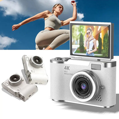 4K CCD 8X Digital Zoom Digital Camera for Student 48MP Compact Digital Photography Camera 180°Flip Screen Selfile Camera - My Store