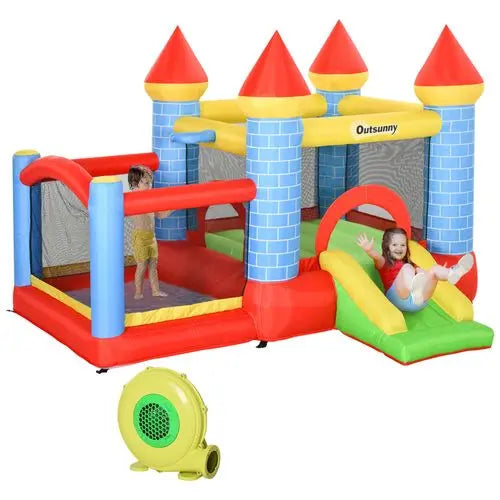Bouncy Castle W/ Slide Pool 4 in 1 composition W/ Blower Multi-color - My Store