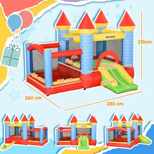 Bouncy Castle W/ Slide Pool 4 in 1 composition W/ Blower Multi-color - My Store