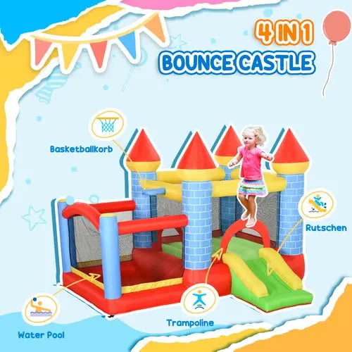Bouncy Castle W/ Slide Pool 4 in 1 composition W/ Blower Multi-color - My Store