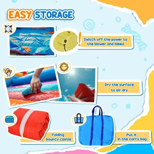 Bouncy Castle W/ Slide Pool 4 in 1 composition W/ Blower Multi-color - My Store