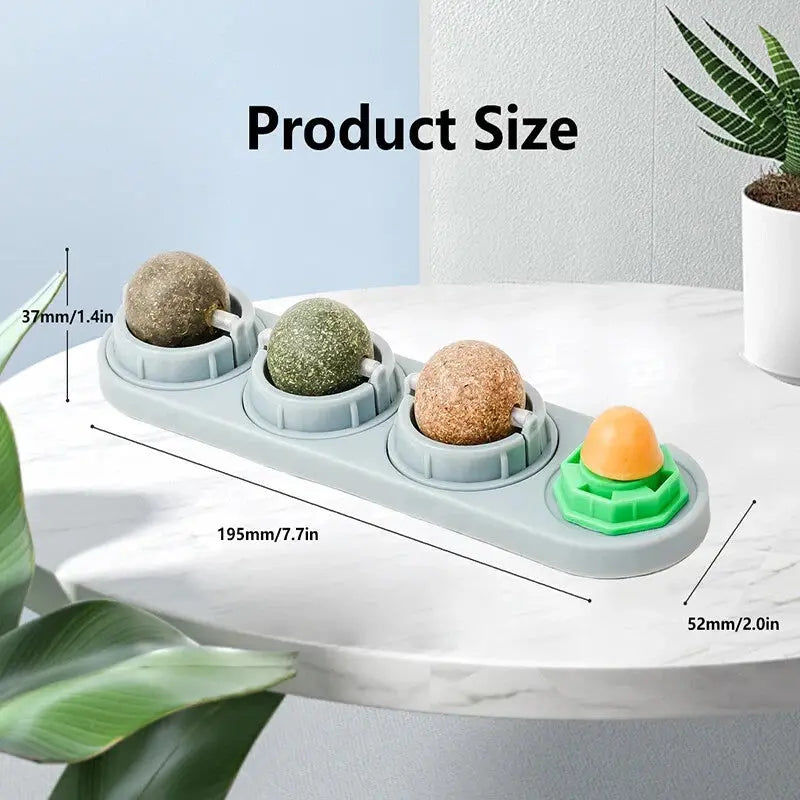 Catnip Toys Silvervine Balls Teeth Cleaning Dental Wall Treats Extra Cat Energy Ball Edible Cats Lick Healthy Kitten Chew - My Store
