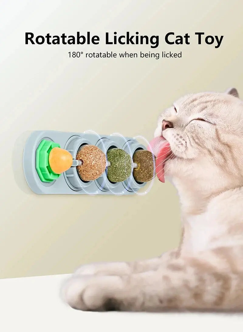 Catnip Toys Silvervine Balls Teeth Cleaning Dental Wall Treats Extra Cat Energy Ball Edible Cats Lick Healthy Kitten Chew - My Store