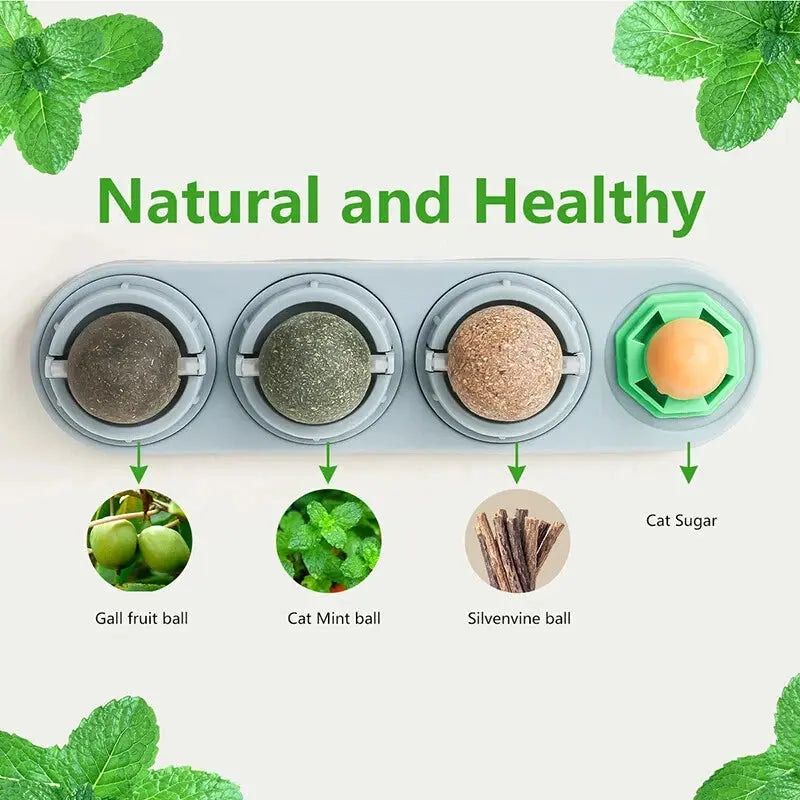 Catnip Toys Silvervine Balls Teeth Cleaning Dental Wall Treats Extra Cat Energy Ball Edible Cats Lick Healthy Kitten Chew - My Store