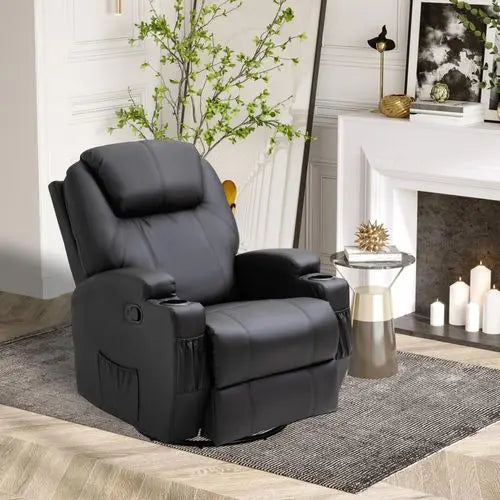 Faux Leather Electric 8-Point Vibration Massage Recliner Sofa Chair with Remote - My Store