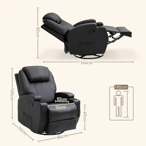 Faux Leather Electric 8-Point Vibration Massage Recliner Sofa Chair with Remote - My Store