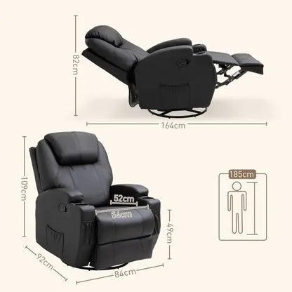 Faux Leather Electric 8-Point Vibration Massage Recliner Sofa Chair with Remote - My Store