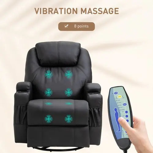 Faux Leather Electric 8-Point Vibration Massage Recliner Sofa Chair with Remote - My Store