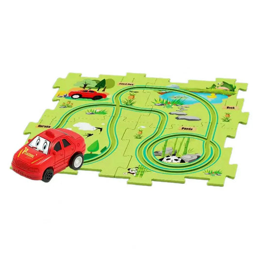 Flexible Railway Track Rail Car Puzzel Toy DIY Assemble Jigsaw Parent-Child Interaction Toy Electric Track Car Puzzle Toys Gifts