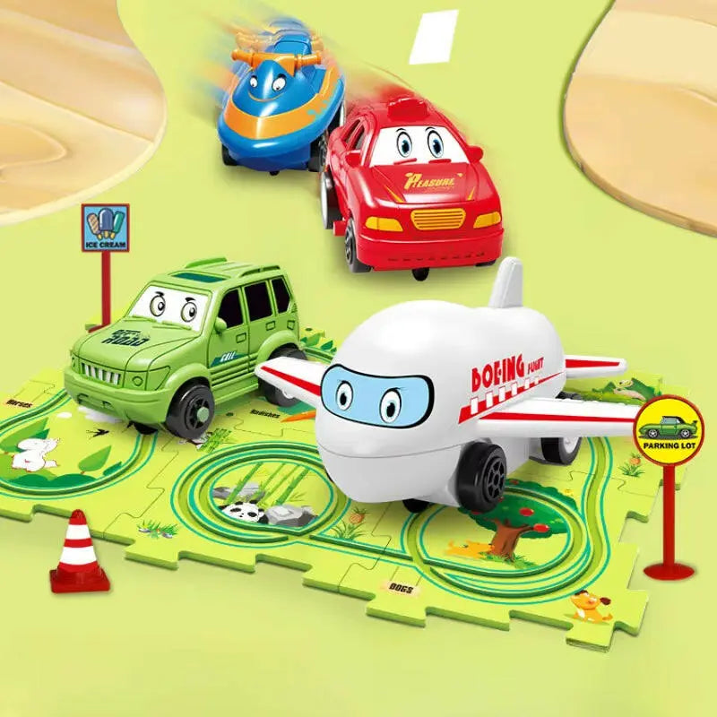 Flexible Railway Track Rail Car Puzzel Toy DIY Assemble Jigsaw Parent-Child Interaction Toy Electric Track Car Puzzle Toys Gifts