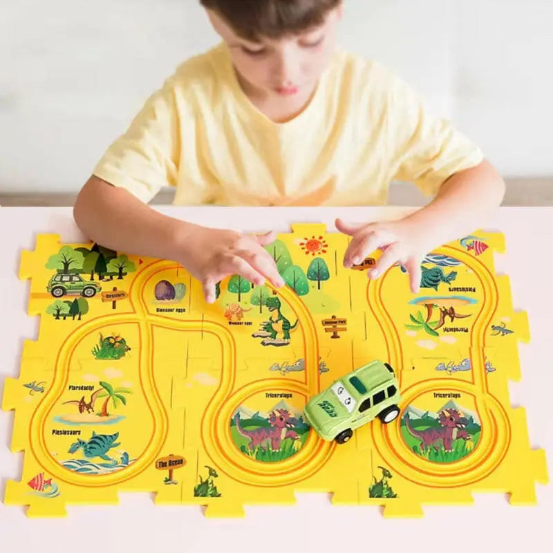 Flexible Railway Track Rail Car Puzzel Toy DIY Assemble Jigsaw Parent-Child Interaction Toy Electric Track Car Puzzle Toys Gifts