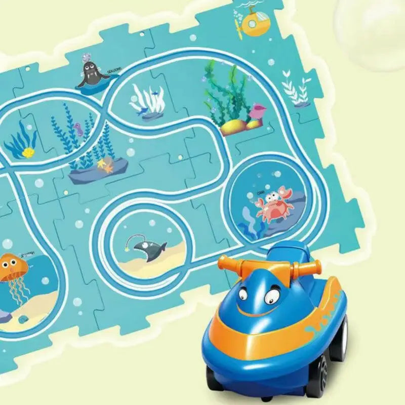 Flexible Railway Track Rail Car Puzzel Toy DIY Assemble Jigsaw Parent-Child Interaction Toy Electric Track Car Puzzle Toys Gifts