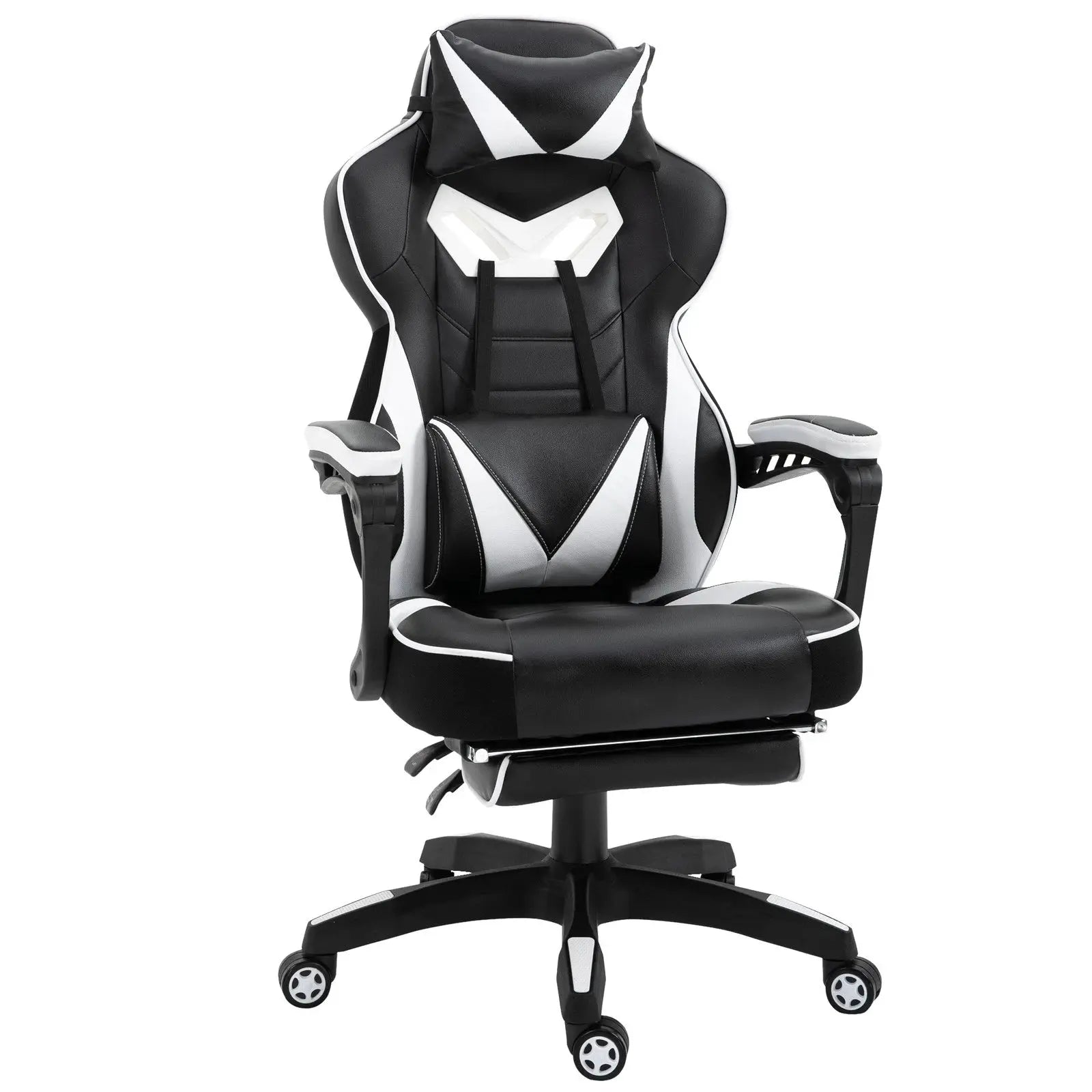 Gaming Chair Ergonomic Reclining w/ Manual Footrest Wheels Stylish Office Pink - My Store