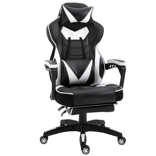 Gaming Chair Ergonomic Reclining w/ Manual Footrest Wheels Stylish Office Pink - My Store