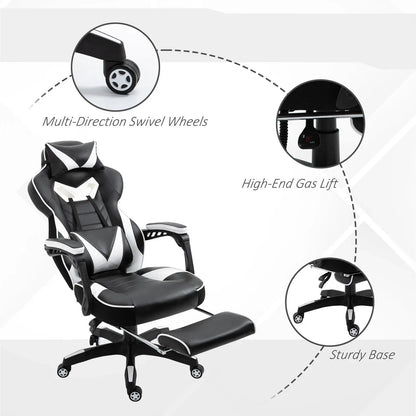 Gaming Chair Ergonomic Reclining w/ Manual Footrest Wheels Stylish Office Pink - My Store