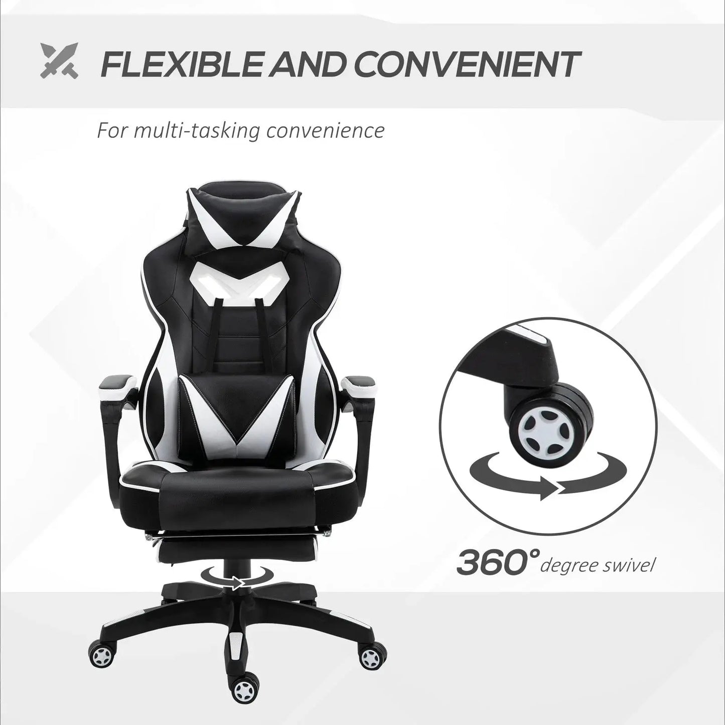 Gaming Chair Ergonomic Reclining w/ Manual Footrest Wheels Stylish Office Pink - My Store
